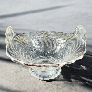 Vintage Cambridge Clear Glass Caprice Bowl Dish Handles‎ Silver Overlay Flower